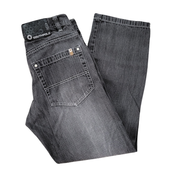 Vintage Southpole Black Jeans Relaxed Men Size 32x30 Skater Grunge Y2K Wide Leg - Picture 1 of 7